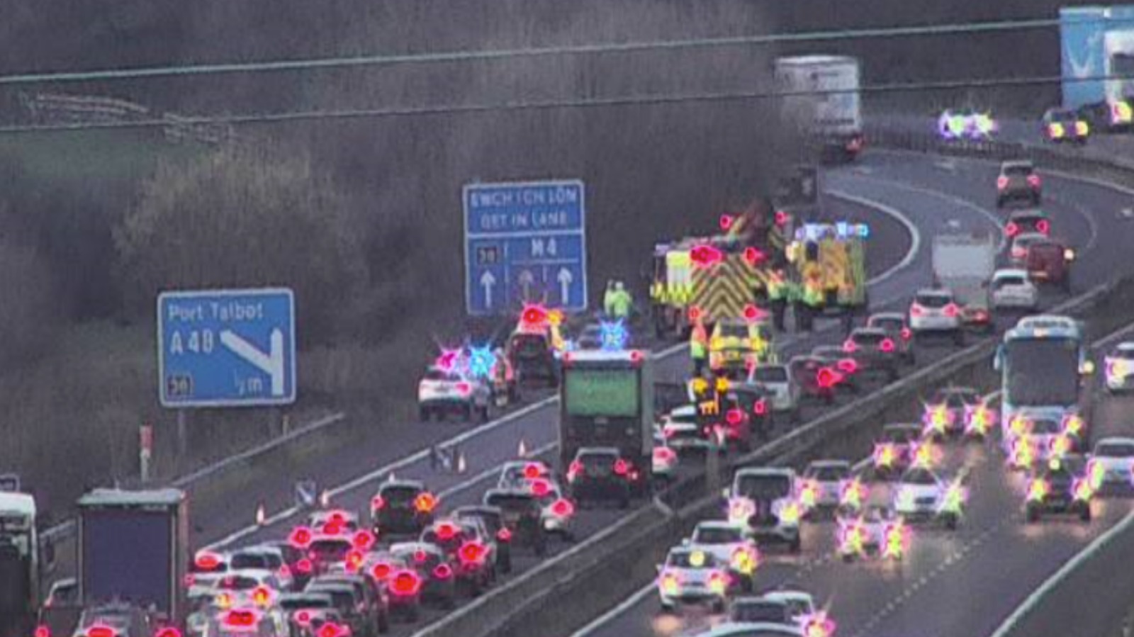 Long Delays On M4 After Multi-vehicle Crash Near Margam | ITV News Wales