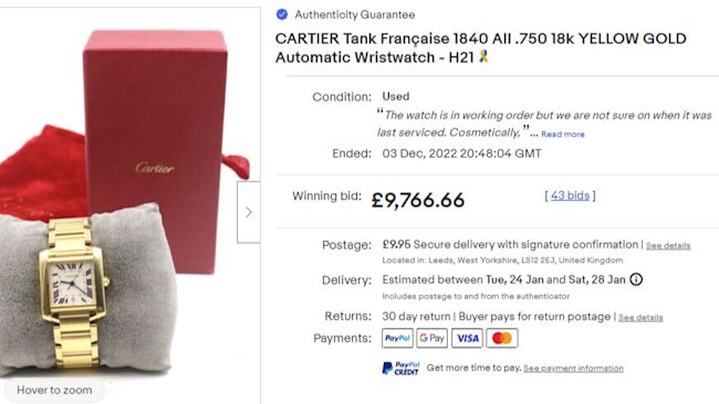 Used cartier 2025 watches ebay