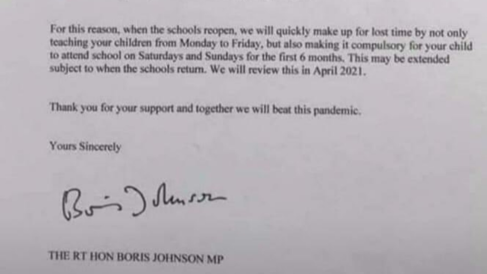 Cardiff Dad Pranks Children With Fake Letter From Pm Ordering School On Weekends After Lockdown Wales Itv News