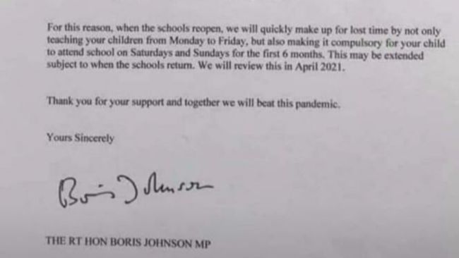 Cardiff Dad Pranks Children With Fake Letter From Pm Ordering School On Weekends After Lockdown Wales Itv News