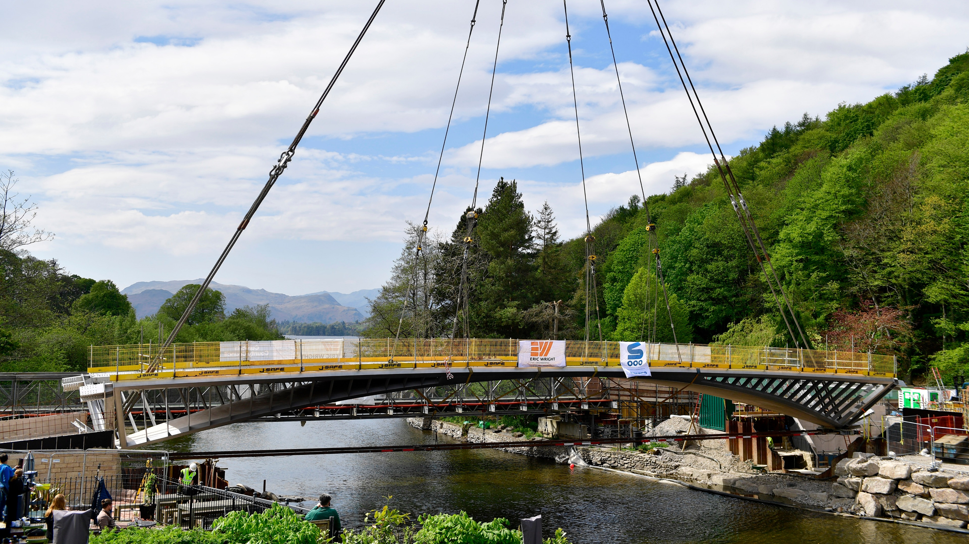 Historic Moment For Pooley Bridge As New Crossing Is Lowered Into Place Border Itv News