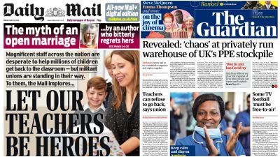Row over schools reopening makes front pages | ITV News