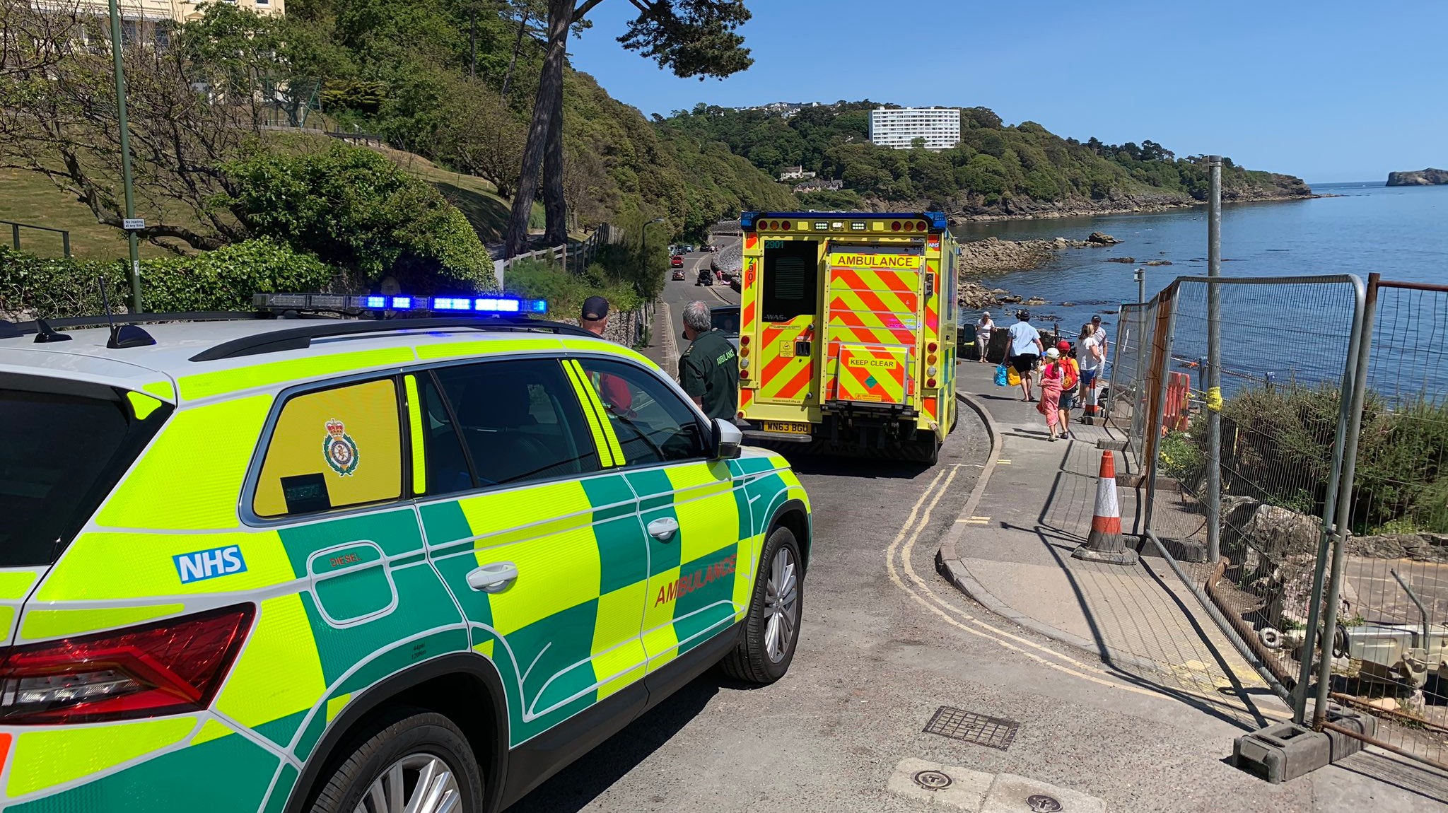 Two-year-old child falls 15ft onto busy beach in Torquay sparking air