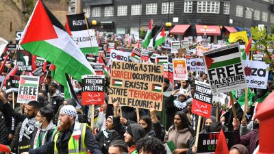 Thousands March On Israeli Embassy In London In Free Palestine Protest As Marches Of Solidarity Held Worldwide Itv News