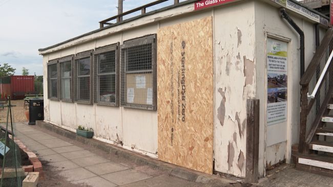 Windows boarded up at railworld