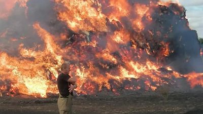 The fire at Potton Road in Biggleswade.
Credit: Biggleswade Community Fire Station.