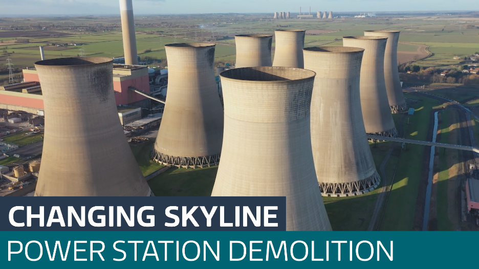 Mass demolition at Cottam Power Station