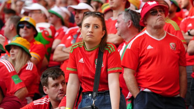 Wales fans look dejected after losing 2-0 against Iran at the 2022 FIFA World Cup.
