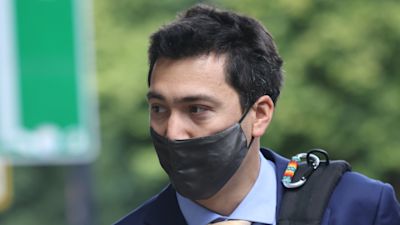 Metropolitan Police Sergeant Laurence Knight, 33, arrives at Westminster Magistrates' Court, London, where he is accused of raping a woman in the sea off Brighton beach. Picture date: Tuesday July 5, 2022.