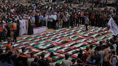 Mass funeral held in Gaza for more than 100 victims of 2023 Israeli strike