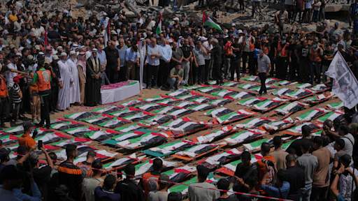 Mass funeral held in Gaza for more than 100 victims of 2023 Israeli strike