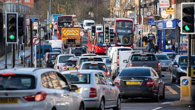 traffic of the A205 South Circular road in Lewisham, south London. R