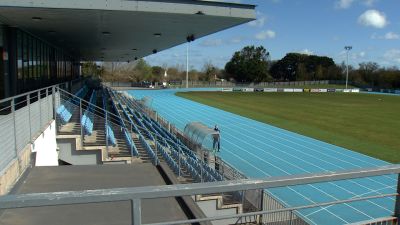 Footes Lane pitch and blue track in Guernsey.