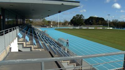 Footes Lane pitch and blue track in Guernsey.