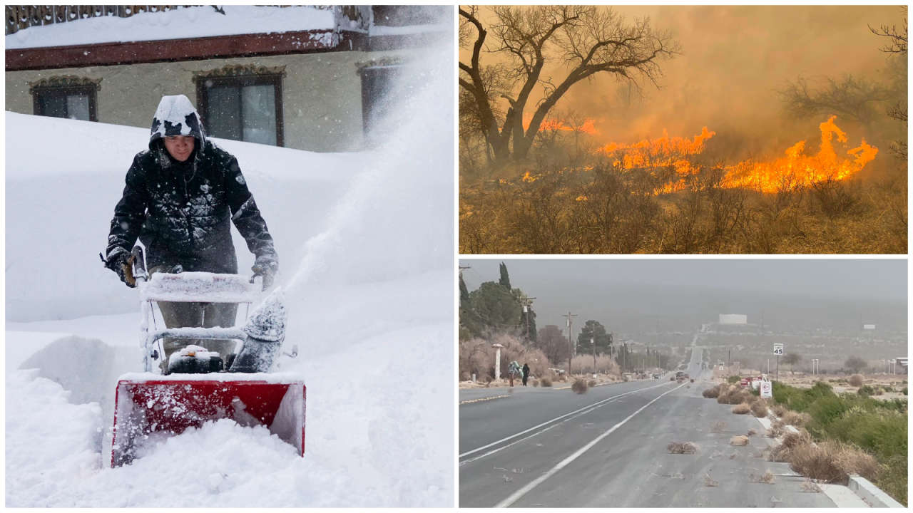 Tumbleweed invasion, wildfires and blizzards: US hit by extreme weather events