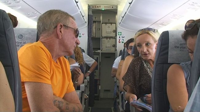 Kerrie and Eddie on the plane