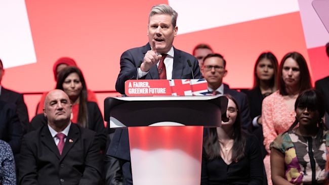 Sir Keir Starmer speaking at the 2022 Labour Party conference.