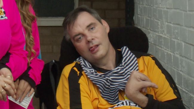 Simon Dobbin, who was attacked following a football match in 2015, made it back to Cambridge United's football ground in 2016.