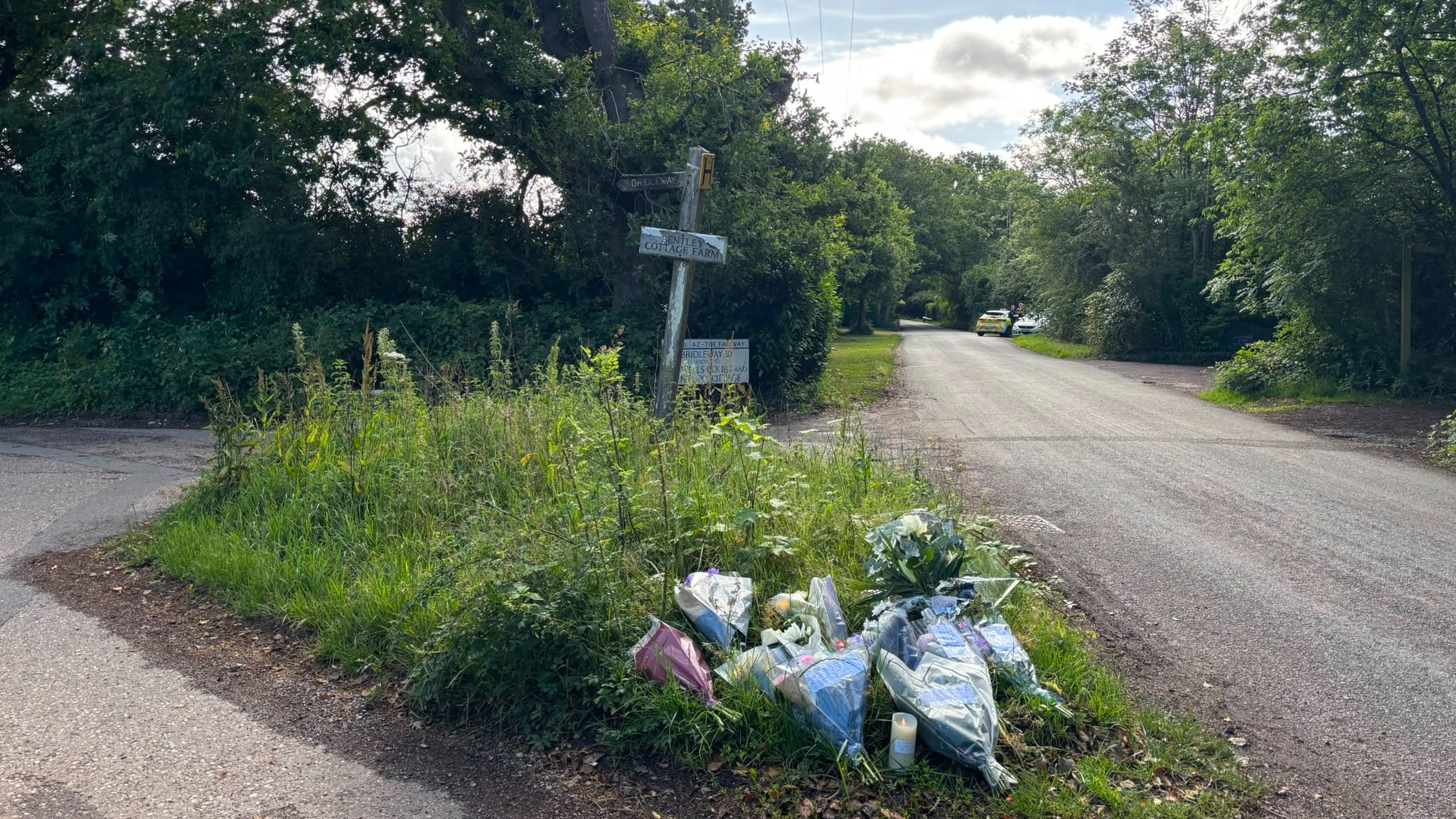 Flowers left at the scene. 