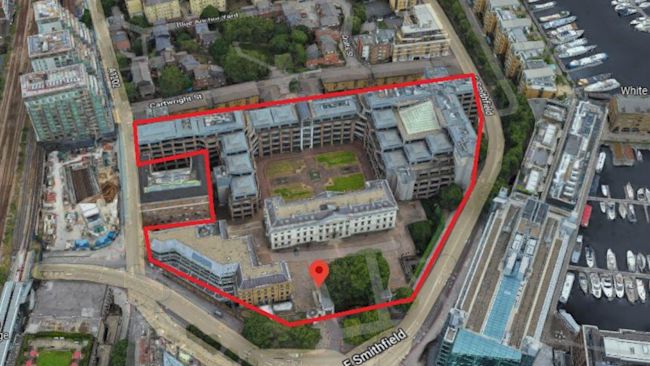 Aerial photograph of the site (Google) looking toward the east Chinese Embassy London