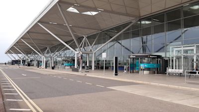 Outside Departures at Stansted Airport, Essex, as new quarantine rules for travellers arriving in the UK are to be set out by Home Secretary Priti Patel. The plans, due to come into force on June 8, will see people arriving in the UK told to isolate for 14 days to prevent coronavirus cases being introduced from overseas.