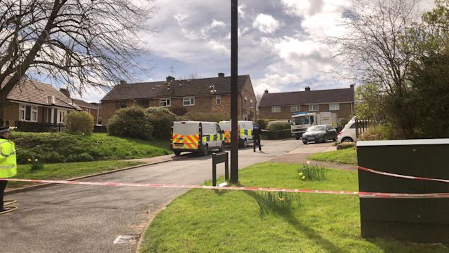 Police at the scene in Loring Close in Sharnbrook, near Bedford, where an explosion injured a man.
Credit: ITV News Anglia