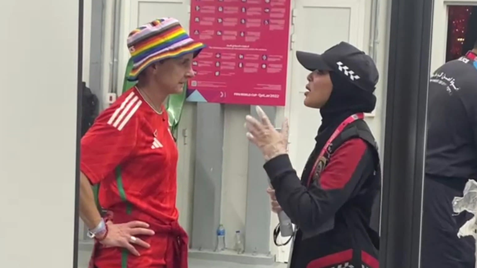 Ex-Wales Laura McAllister is among female football fans 'told to take off  their rainbow bucket hats'