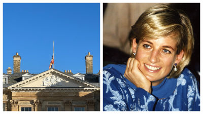 The flag at Althorp House in Northamptonshire was flown at half mast to mark the 25th anniversary of Diana's death.
Credit: Twitter/PA