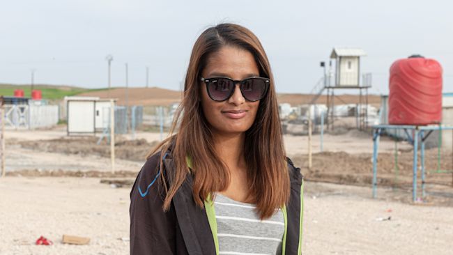 ROJ CAMP, NE SYRIA - MARCH 14: British-born Shamima Begum from Bethnal Green in London, who joined Islamic State in Syria aged 15 in 2015, is photographed at Roj Camp, where she is currently interred with other women who were members of Islamic State, on March 14, 2021, in Roj camp, Syria. (Photo by Sam Tarling/Getty Images)