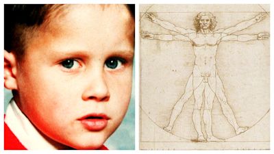 Rikki Neave and Leonardo da Vinci's Vitruvian Man
MUST CREDIT: Family handout and Ropi/Zuma Press/PA Images