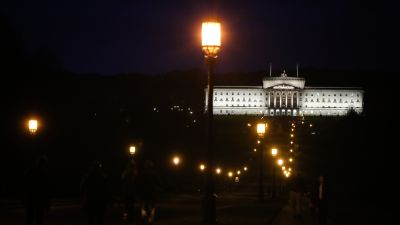 A general view of Stormont at night.