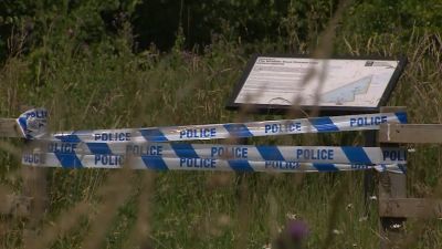 A body has been found in a lake at Summer Leys Nature Reserve in Northamptonshire. Credit: ITV News Anglia.