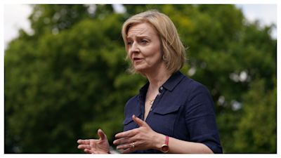 Liz Truss speaking to supporters during her Conservative Party leadership drive of the UK.