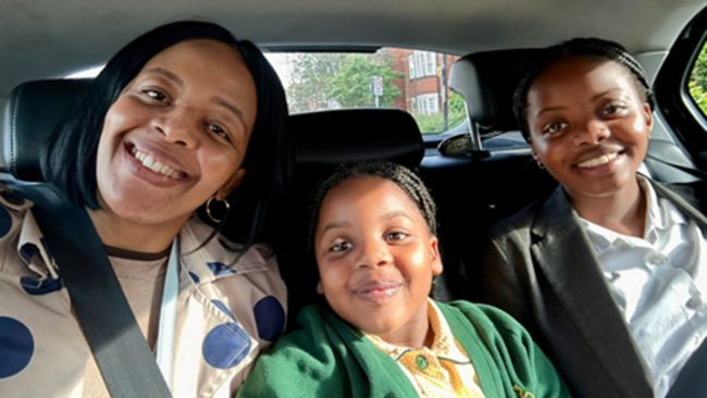 Zandile Tshuma, left, with her daughters Nala, five, and Natalie, 15.