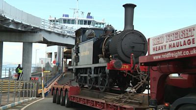 The terrier locomotive Knowle is taken of the Isle of Wight ferry