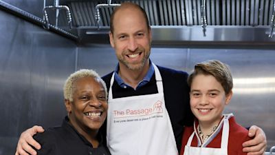 Prince William and Prince George don aprons to help with Christmas ...