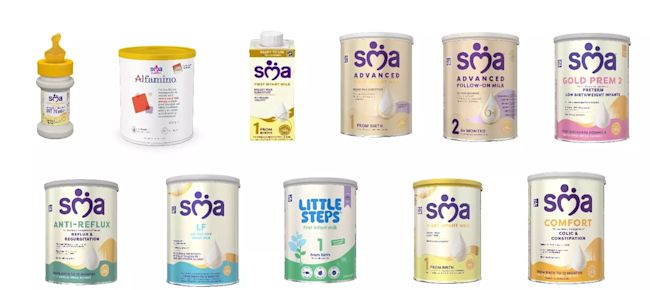 The affected brands of baby formula