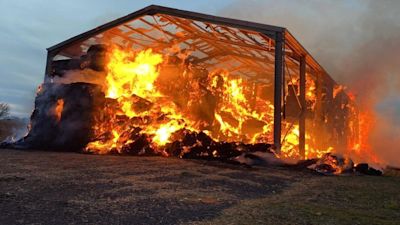140222 barn fire Monks Eleigh Suffolk