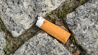 A cigarette butt
Credit: PA