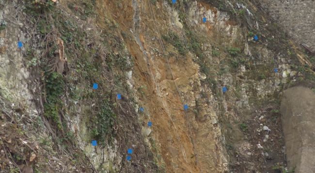 Damage from previous landslips is clear