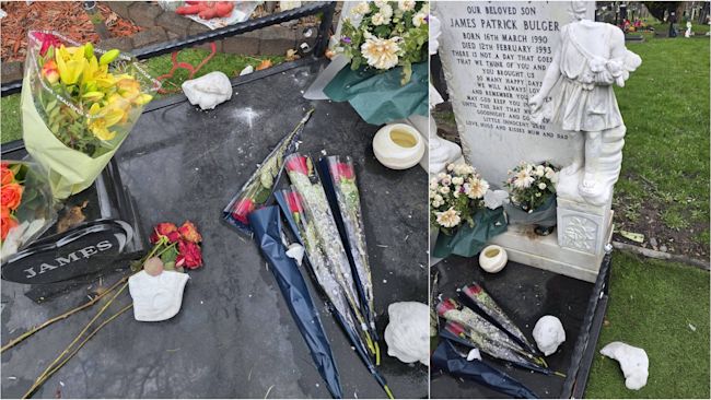 Mother of murdered toddler James Bulger left 'devastated' after son's grave vandalised | ITV News Granada