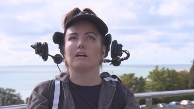 A woman who can only communicate by moving her eyes has written a book about the freak accident she suffered and the  paralysis caused by it. 

