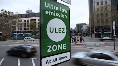 EMBARGOED TO 0001 MONDAY APRIL 8 A view of an information sign at Tower Hill in central London, for the introduction on Monday of the Ultra Low Emission Zone, as London has introduced one of the world's toughest vehicle emissions standards.