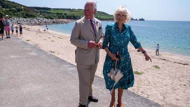 The Prince of Wales and the Duchess of Cornwall, during a visit to St Mary�s Quayside, on St Mary's, Isles of Scilly. Picture date: Tuesday July 20, 2021. Arthur Edwards/The Sun/PA
