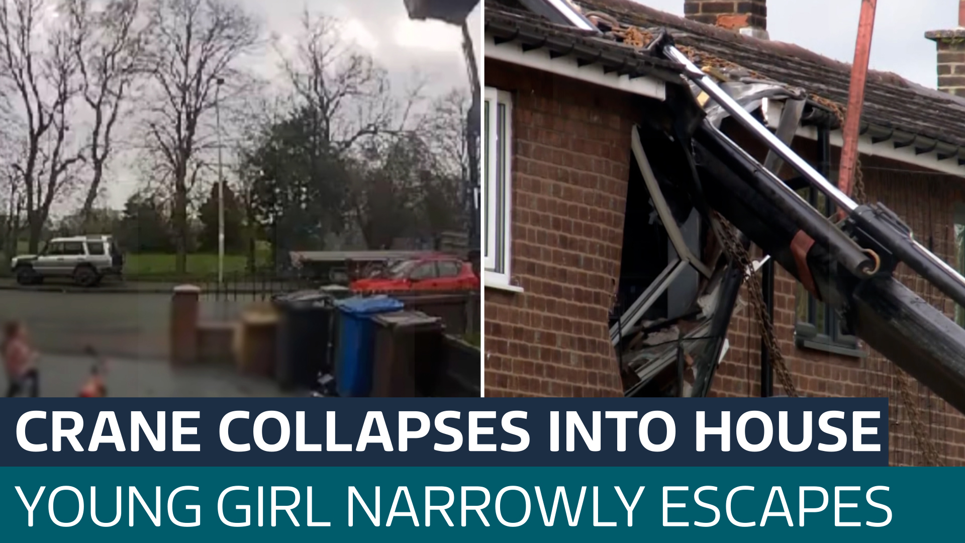 moment young girl narrowly escapes crane crashing into house - Latest From ITV News