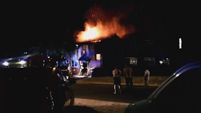 The blaze broke out at a house on Croxden Way in Eastbourne.