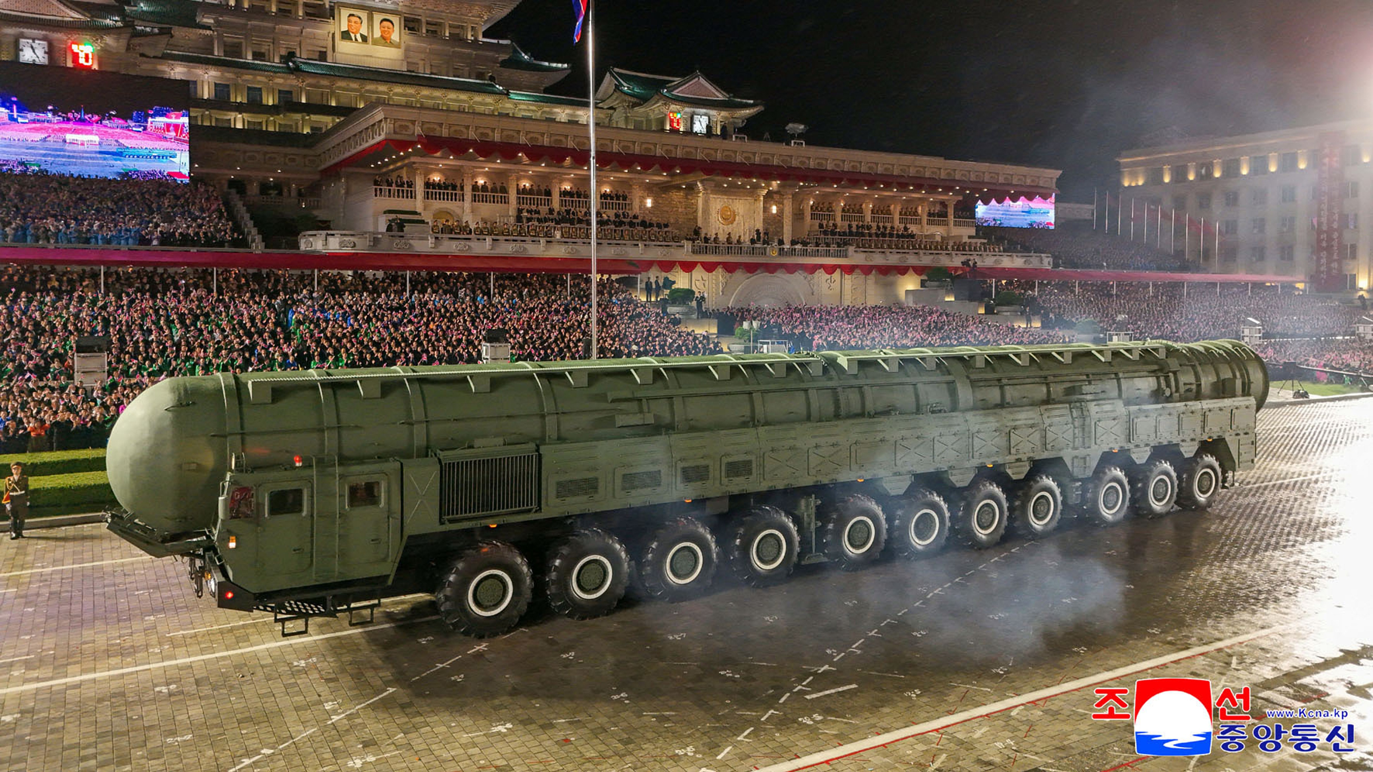 North Korea's new long-range missile on display at military parade