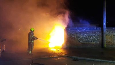 ANGLIA 280523 bin on fire in Saffron Walden
Saffron Walden fire station
