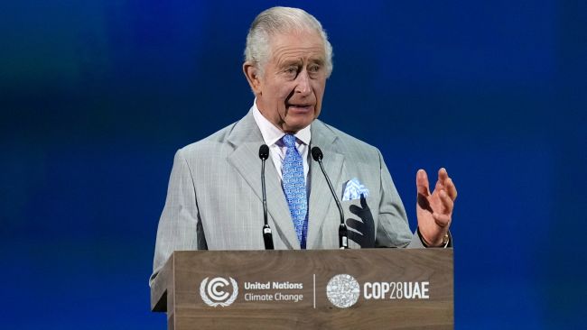 King Charles III speaks during an opening ceremony at the COP28 Climate Summit