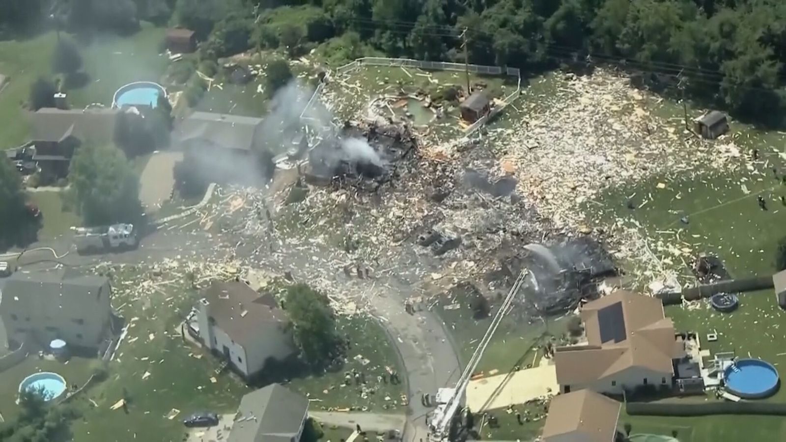 Exploded Building Aftermath Drone footage shows aftermath of Pennsylvania house explosion that ...